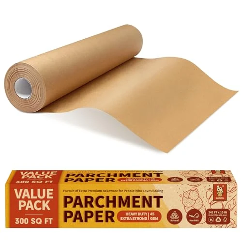 Katbite Perkamentpapier Heavy Duty ongebleekt bakken perkamentrol, 38 cm x 74 m, niet-stick bakpapierrol voor bakken, koken, invriezen, voor oven, keuken, luchtfriteuse, vriezer, gebak