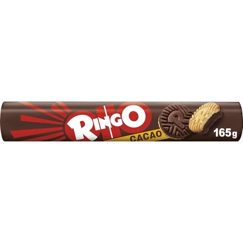 Pavesi Snack Ringo Cacao, Biscotti Farciti con Crema al Gusto Cioccolato, Snack per Merenda o Pausa Studio, Formato Tubo 165 g