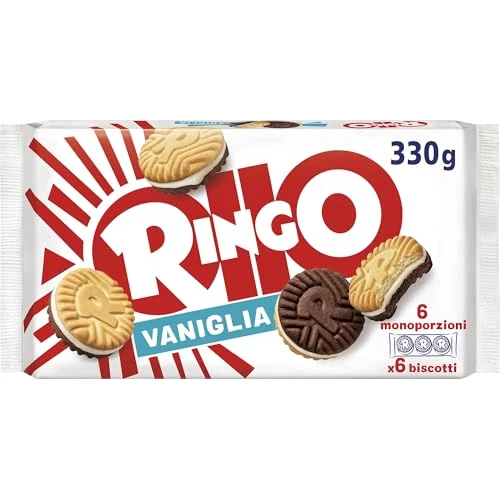 Pavesi Vanille-Snack im Familienformat, Kekse gefüllt mit Vanillecreme, süßer Snack für Snacks oder Pause Studio, 330 g Packung