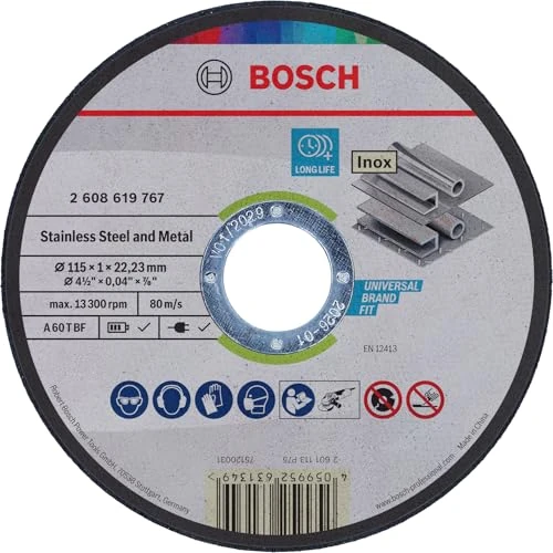 Oferta limitada: Bosch 1x Disco de corte de metal y acero inoxidable de larga vida útil con diámetro interior de 22,23 mm (para Acero inoxidable, Acero, Ø 115 mm, Professional Accesorios Amoladora pequeña) de 6.00 € a 6.00 € (ahorro 0.00%)