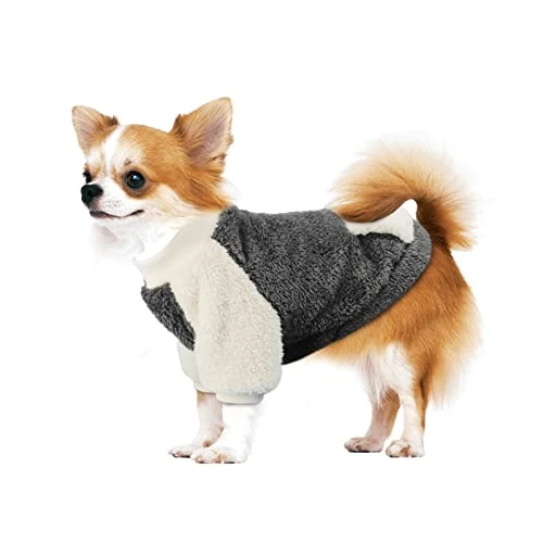 Namsan Small Dog Jumper, Winter Fleece with Pocket, Grey, S