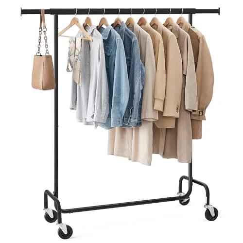 Offerta a tempo: SONGMICS Stand Appendiabiti con Rotelle, Portabiti per Carico Pesante, Barra Estensibile, Portata 130 kg, 45 x (110-150) x 162,9 cm, Metallo Cromato, Nero Opaco HSR011B01 - 27% da 38.99 € a 28.42 €