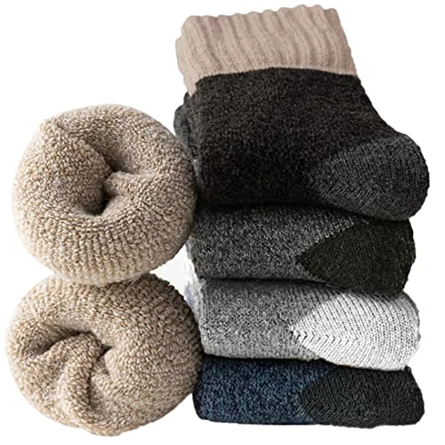 Offre limitee: Josnown Chaussettes Thermiques pour Hommes, 5 Paires Chaussettes Chaudes d'hiver Laine avec Semelle en Eponge Douce, pour Randonnée Course Patinage, Taille 39-45 de 14.99 EUR a 9.99 EUR (economie 33%)