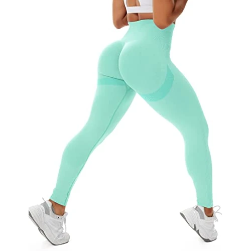 Offerta a tempo: STARBILD Leggins Sportivi da Donna Push Up Sexy, Pantaloni Palestra Vita Alta Scrunch, Senza Cuciture Calzamaglie per Yoga Fitness, F4160 Push Up Turchese XL - 0.00% da 29.99 € a 29.99 €