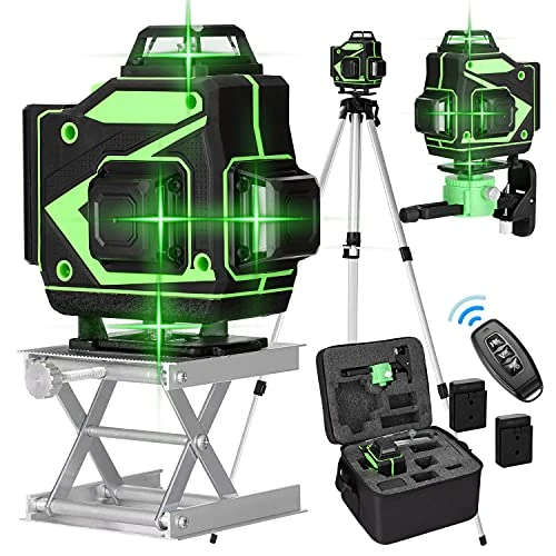 Offerta a tempo: Mulcort Livella Laser Autolivellante 360, Laser Verde Potente con Asta Telescopica Professionale, 4D a 16 Linee per Livella Laser, Linee Orizzontali Verticali con Funzione di Autolivellamento - 53% da 63.20 € a 29.99 €