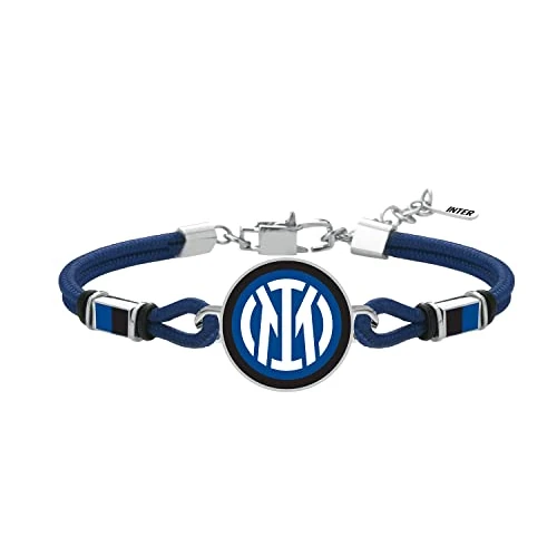 F.C. Internazionale Armband Kordel, Herren, Schwarz Blau, Taglia Unica, Edelstahl, Kein Edelstein.