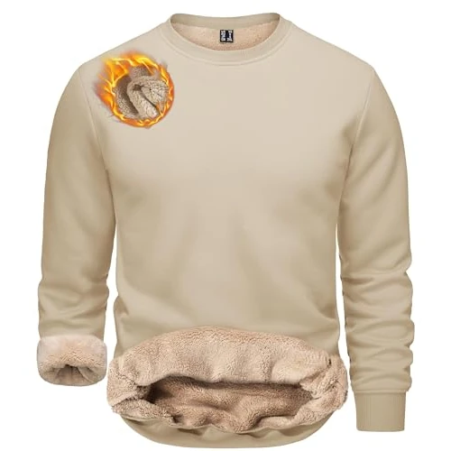 TACVASEN Sudaderas para Hombre con Forro Camisas Deportivas de Manga Larga Jerséis Cálidos para Invierno, M