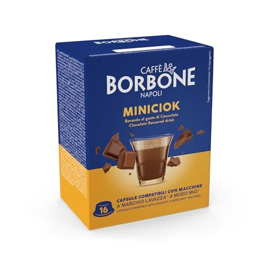 Offerta a tempo: Caffè Borbone MiniCiock, Bevanda al gusto di Cioccolato - 96 capsule (6 confezioni da 16) - Compatibili con le Macchine ad uso domestico Lavazza* A Modo Mio* - 15% da 25.22 € a 21.45 €