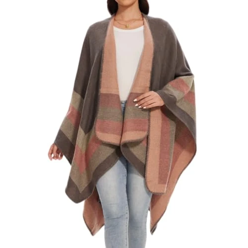 Tijdelijke aanbieding: colornival Poncho voor dames, winter, warm, elegant, deken, cape, gebreide poncho, mantel, sjaal, cadeau voor verjaardag of Kerstmis, Kleur 10, One size van 28.99 € naar 28.99 € (0.00% korting)