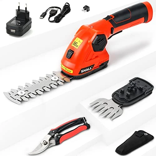 Shall 2-in-1 Draadloze Grasschaar en Struikgewas, Elektrische Heggenschaar, Handgrastrimmer met Mccu en Oplader van 7,2 V voor Struik, Gazon, Tuin