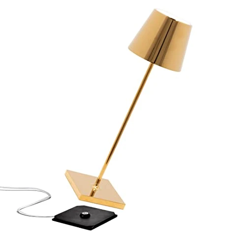 Offerta a tempo: Zafferano Poldina Pro,Lampada LED senza fili batteria ricaricabile,Dimmer touch,Uso Interno H38cm,caricatore multiplo USB (EU/UK/US)-Corpo in Alluminio Finitura Galvanica Lucida Oro, Amazon Exclusive - 0.00% da 192.90 € a 192.90 €