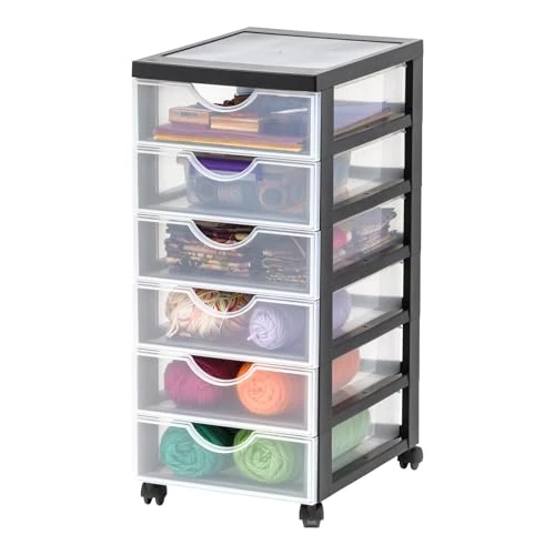 Offre limitée : Iris Ohyama, Tour de rangement à Roulettes en Plastique, 6 Petits Tiroirs, Noir, Ouverture Facile, Meuble de Rangement, Papeterie, pour Chambre, Salle de Bain, École & Bureau, Sans BPA, DDDC-360 de 39.99 € à 39.99 € (0.00% de remise)