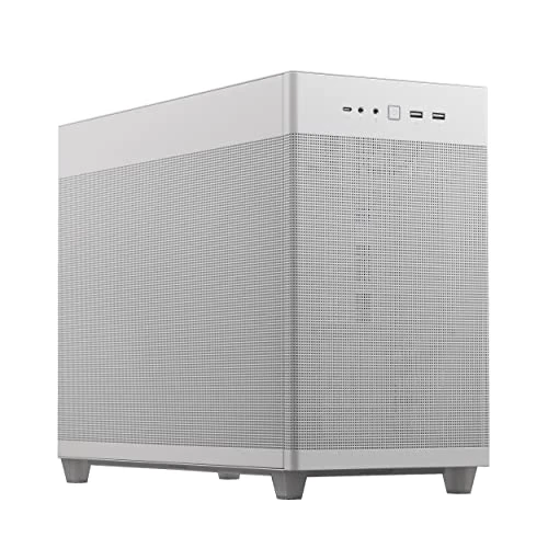 ASUS Prime AP201, case MicroATX, 33 litri, pannelli laterali tool-free e una mesh quasi filtrante, supporto per dissipatori da 360mm, schede grafiche lunghe fino a 338 mm e PSU ATX standard. Bianco