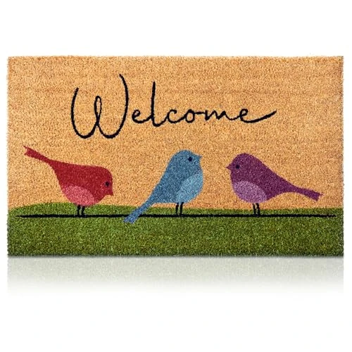 Offerta a tempo: AMARU DOOR MATS - Zerbino Cocco Ingresso Esterno, Uccelli Colorati, 70x40cm - 0.00% da 25.95 € a 25.95 €