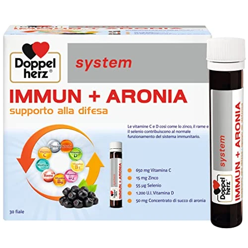 Oferta limitada: Doppelherz system IMMUN+ARONIA - Complemento Alimenticio con Vitaminas C, D, Grupo B, Biotina, Oligoelementos y Zumo de Aronia, Sin Gluten ni Lactosa, Sabor Multifruta, 30 Viales de 39.95 EUR a 24.49 EUR (ahorro 39%)