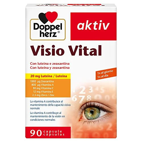 Offerta a tempo: Doppelherz aktiv Visio Vital - Integratore Alimentare per la Vista con Luteina, Zeaxantina, Vitamina A, C, E e Zinco - Senza Glutine e Lattosio - 90 Capsule - 26% da 15.45 € a 11.49 €