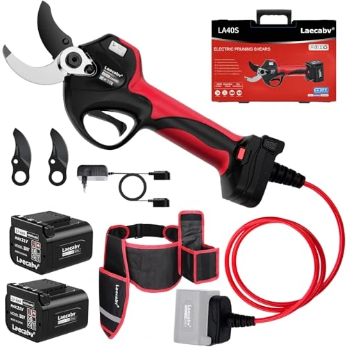 Offerta a tempo: Laecabv 40mm Forbici Potatura a Batteria, Forbice Potatura a Batteria Professionali, LCD, 2 Batterie di Litio da 4Ah, Taglio Progressivo, Forbici Potatura Elettriche da Cesoie Olivo Vigneto (LA40S) - 0.00% da 269.00 € a 269.00 €