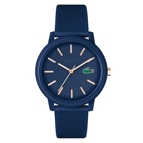 Lacoste Analogue Quartz Watch for Men LACOSTE.12.12 Collection with Navy Blue Silicone Bracelet - 2011234