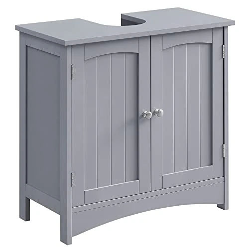 Offre limitée : VASAGLE Meuble sous Lavabo, Meuble de Salle de Bain, Placard sous Vasque, avec 2 Portes, Étagère Réglable, Beaucoup d’Espace de Rangement, Style Cottage, 30 x 60 x 60 cm, Gris Mystique BBC001P36 de 49.99 € à 49.99 € (0.00% de remise)
