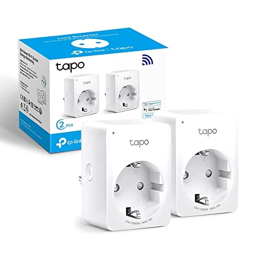Tapo P110 (2 paquetes) – Mini enchufe inteligente Wi-Fi (con monitoreo de energía), programación encendido/apagado, ahorro de energía, compatible con Alexa y Google Home