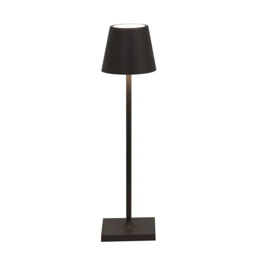 Zafferano, Poldina Micro Lamp, Oplaadbare Snoerloze Tafellamp met Touchbediening, Geschikt voor Binnen en Buiten, Dimmer, 2200-3000 K, Hoogte 27,5 cm, Kleur Zwart