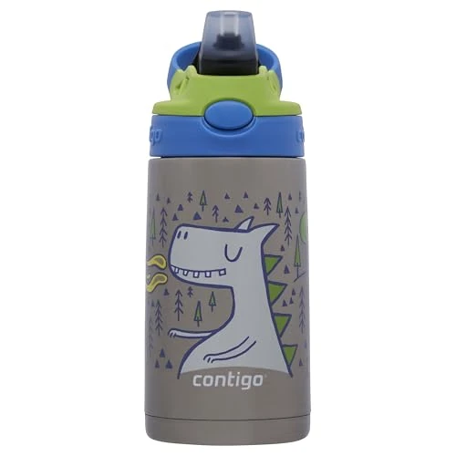 CONTIGO 2178082 Easy Clean Autospout thermosfles met rietje voor kinderen, BPA-vrije roestvrij stalen waterfles, 100% lekvrij, makkelijk te reinigen, ideaal voor dagverblijf, school en sport,13OZ