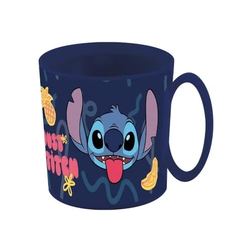 Taza infantil de plástico reutilizable para microondas de 390 ml de Stitch