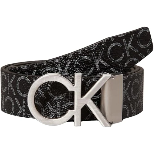Calvin Klein CK Reversible Adjustable Mono Belt 3.5 cm W85 Black Monogram - Can be Shortened, Black Monogram., One size