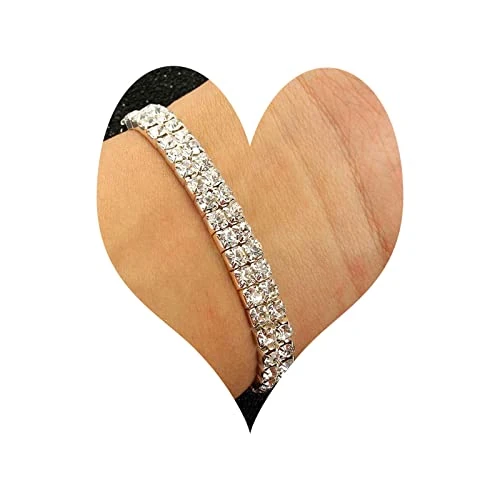 Limitiertes Angebot: Wendalern Cubic Zirconia Tennis Armband Geschichtet Kristall Cz Kette Armband Silber Tennis Kette Armband Diamant Runde Armband Hochzeit Strass Armbänder Schmuck Für Frauen Mädchen (double Layer) von 3.99 EUR auf 3.99 EUR (Spare 0%)