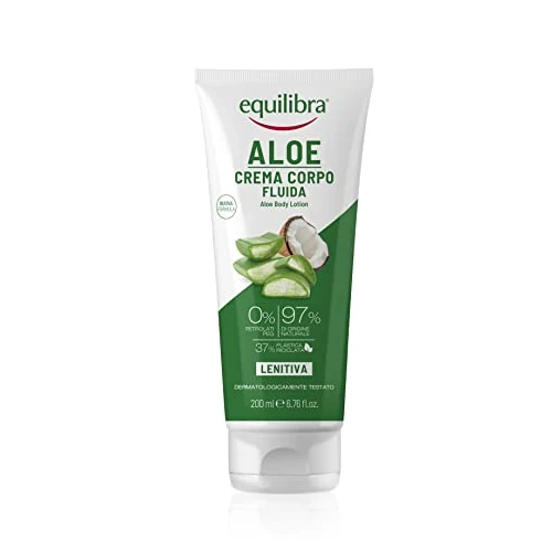 Offerta a tempo: equilibra Corpo, Aloe Crema Corpo Fluida, Crema Corpo a Base di Aloe Vera, Olio di Cocco e Vitamina E, Ideale per Pelle Secca, ad Azione Lenitiva, Assorbimento Rapido, Non Unge, 200 ml - 25% da 4.99 € a 3.74 €