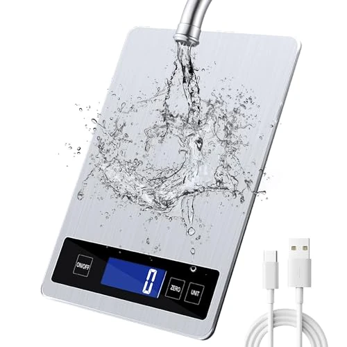 Oferta limitada: Báscula de cocina, 33 lb/15 kg, báscula digital de cocina con pantalla LCD + acero inoxidable + vidrio templado, precisión de hasta 1 g - g/kg/lb:oz/ml/fl'oz - TYPE-C o funciona con pilas de 21.99 € a 21.99 € (ahorro 0.00%)