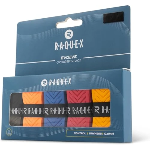 Oferta limitada: Raquex Overgrips Evolve - para Raqueta de Tenis, bádminton, Squash, pádel, Pickleball - Paquete de 5 Cintas Multicolores - Grip de Raquetas de Tenis, Duradera, Suave y Antideslizante de 11.99 € a 11.99 € (ahorro 0.00%)