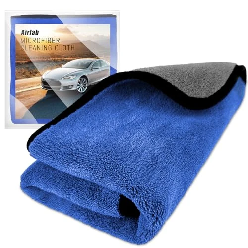 Airlab Microfibre Cloth Extra Large XXL 90x60cm, Dual-Sided Car Drying Towels 500GSM, Super Absorbent Ultra Soft Cleaning Cloths for Auto Detailing, Motorcycles Polishing, Vehicles Washing