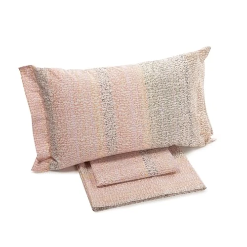 Caleffi Juego Sabanas 100% Algodon para Cama + 2 Fundas de Almohada 50x80 cm – Ropa Cama Suave, Transpirable y Lavable – Diseño Italiano Elegante - Sabanas Algodon 4 Piezas