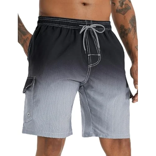 Zeitlich begrenztes Angebot: APTRO Herren Badehose Lang Schnelltrocknend Boardshorts Sommer Badeshorts Urlaub Freizeit Short mit Innenhose Cargo Schwarz MK181 L von 23.99 € auf 19.99 € (17% Rabatt)