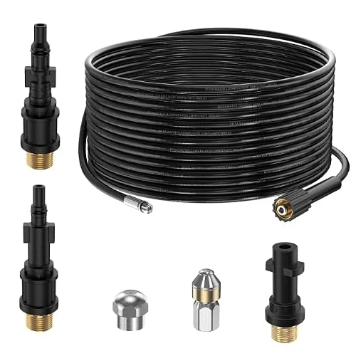 Offerta a tempo: 15M Tubo di Sonda Sturatubi per Idropulitrici Kärcher K2 K3 K4 K5 K6 K7 HD HDS, 180bar Kit Pulizia Tubi di Scarichi con 2 Ugelli per Getto di Fogna per Lavor Parkside Bosch Accessorio - 8% da 49.99 € a 45.99 €