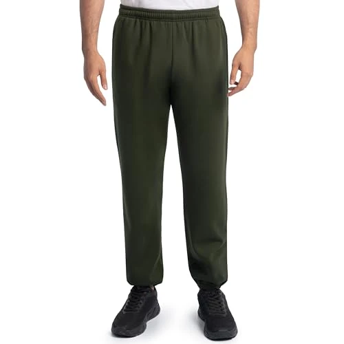 Fruit of the Loom Herren Eversoft Fleece-Jogginghose mit Elastischen Taschen, Entspannte Passform, Feuchtigkeitstransport, Atmungsaktiv Sweatpants, Seesack, Grün, Medium
