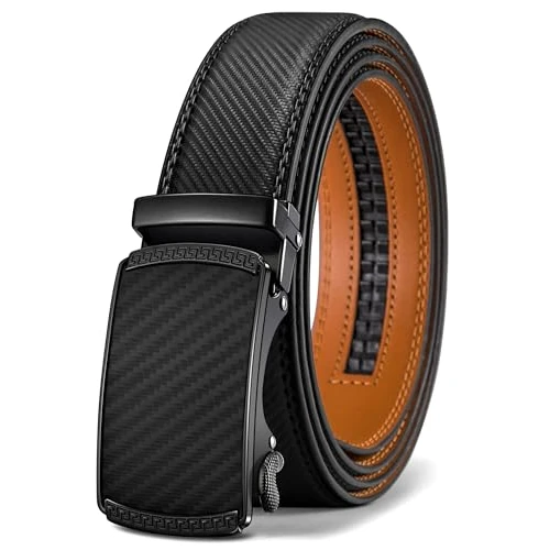 BULLIANT Ceinture Homme, Ceinture Automatique en Cuir pour Hommes Largeur 35mm Cadeau Box,Taille Ajustable (Noir,140cm/42-48" taille réglable)
