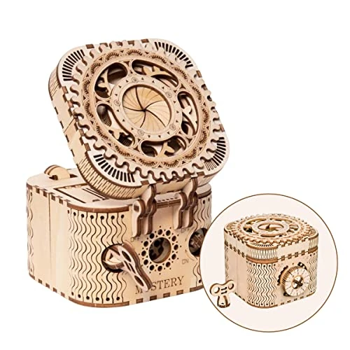 RoWood 3D Wooden Puzzle Treasure Box Model Kits for Adults to Build, Puzzle Box Combination Lock Mechanism, Treasure Chest Gifts for Christmas/Birthday