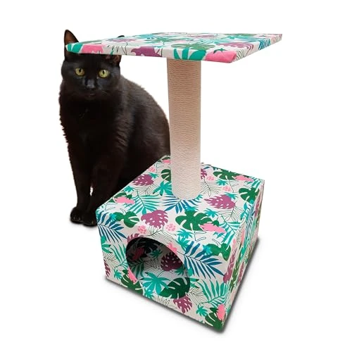 Tijdelijke aanbieding: Croci Tropical Cave Krabpaal, hoge zuil, 55 cm, met hondenbed, voor volwassenen en katten, krabpaal met boomkrabber, accessoires en spelletjes voor dieren, rustgevend spel voor katten van 31.47 € naar 31.47 € (0.00% korting)