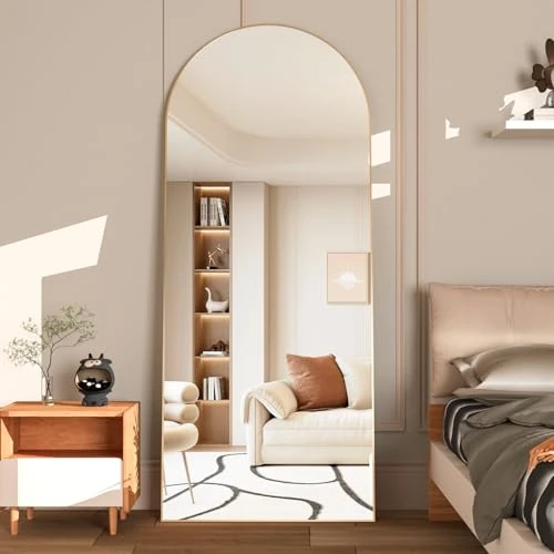 Oferta limitada: NEUWEABY Arqueado Espejo de Cuerpo Entero Espejo de pie con Soporte 165 x 60cm Espejo de Pared Grande Oro Colgado de pie o apoyado contra la Pared para la Entrada del Dormitorio de 89.99 € a 81.22 € (ahorro 10%)