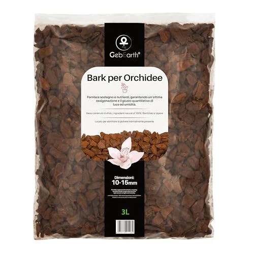 Offerta a tempo: GebEarth® | Bark per Orchidee Professionale 【3 litri】| Pezzatura 10 – 15 mm | Substrato a base di Corteccia 100% Naturale | Bark Lavato e Sterilizzato a Vapore | Pronto uso — 11% da 14,97 € a 13,26 €