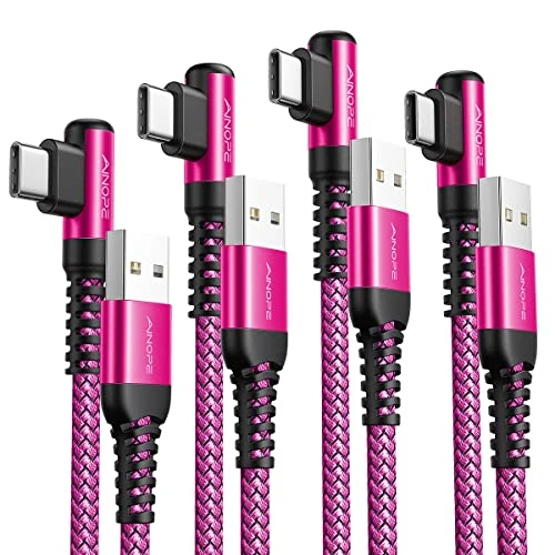 AINOPE [0,5 M+1 + 2 + + 3 m kabel do ładowania USB C, 3,1 A, 4 sztuki, kątowy, trwały, nylonowy pleciony kabel USB na USB C z iPad Pro, Samsung S20, S10, S9, Note 10, Huawei, Xiaomi