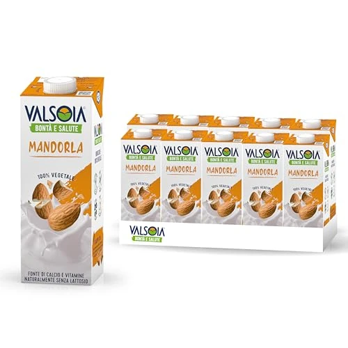Offerta a tempo: Valsoia - Bevanda Mandorla Drink, Box da 10 Tetra Brik Asettico da 1000 ml, 100% Vegetale, Senza Lattosio e Glutine, con Calcio e Vitamine, Ideale anche per Vegani, Vegetariani e Celiaci - 33% da 26.99 € a 17.99 €