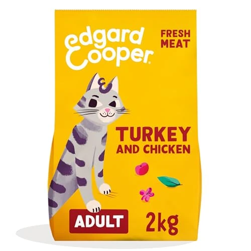 Offerta a tempo: Edgard & Cooper Crocchette Gatti, (Tacchino & Pollo Fresco, 2kg), croccantini gatto sterilizzati o attivo, carne fresca e ingredienti naturali, senza cereali, senza zuccheri aggiunti - 10% da 25.49 € a 22.99 €