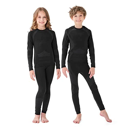 Homord sous Vêtements Thermique Enfant Sport Respirants Thermiques Ensemble porosité pour Ski et Football pour Garçon et Fille Séche Rapide Enfants sous-vêtements Thermique Set