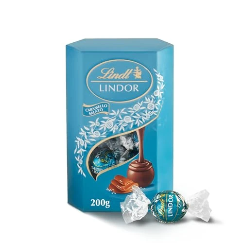 Lindt Lindor Caramello Salato Praline Chocolates with Milk Chocolate and Salt Crystals with Soft Salted Caramel Filling 200 g