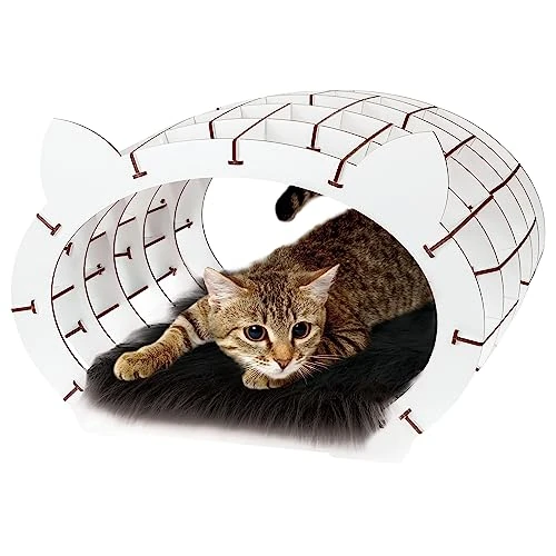 Offerta a tempo: EWA Eco-Wood-Art - Puzzle in legno 3D per ragazzi e adulti – Casa gatto: casa bianca e pelliccia nera – Kit fai da te, montaggio fai da te, non richiede colla – 152 pezzi - 0.00% da 58.58 € a 58.58 €