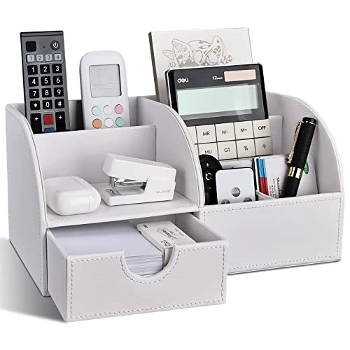 Tijdelijke aanbieding: Richblue PU lederen bureauorganizer, pennenhouders bureau opgeruimde organisatieset, kantoor pennenpot voor bureau (L-wit) van 25.52 € naar 25.52 € (0.00% korting)