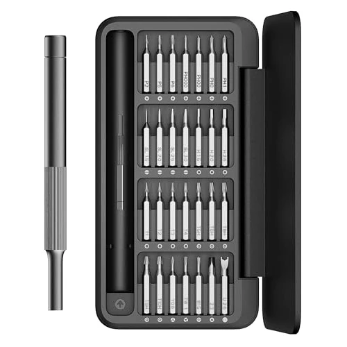 HOTO Set Cacciaviti Precisione, 28 in 1 Mini Cacciavite per occhiali, Kit riparazione cacciaviti precisione con Scatola di Magnetica per Phone, PC, PS4, di fai da te, orologiai, 2 N·m, C4 × 28 mm
